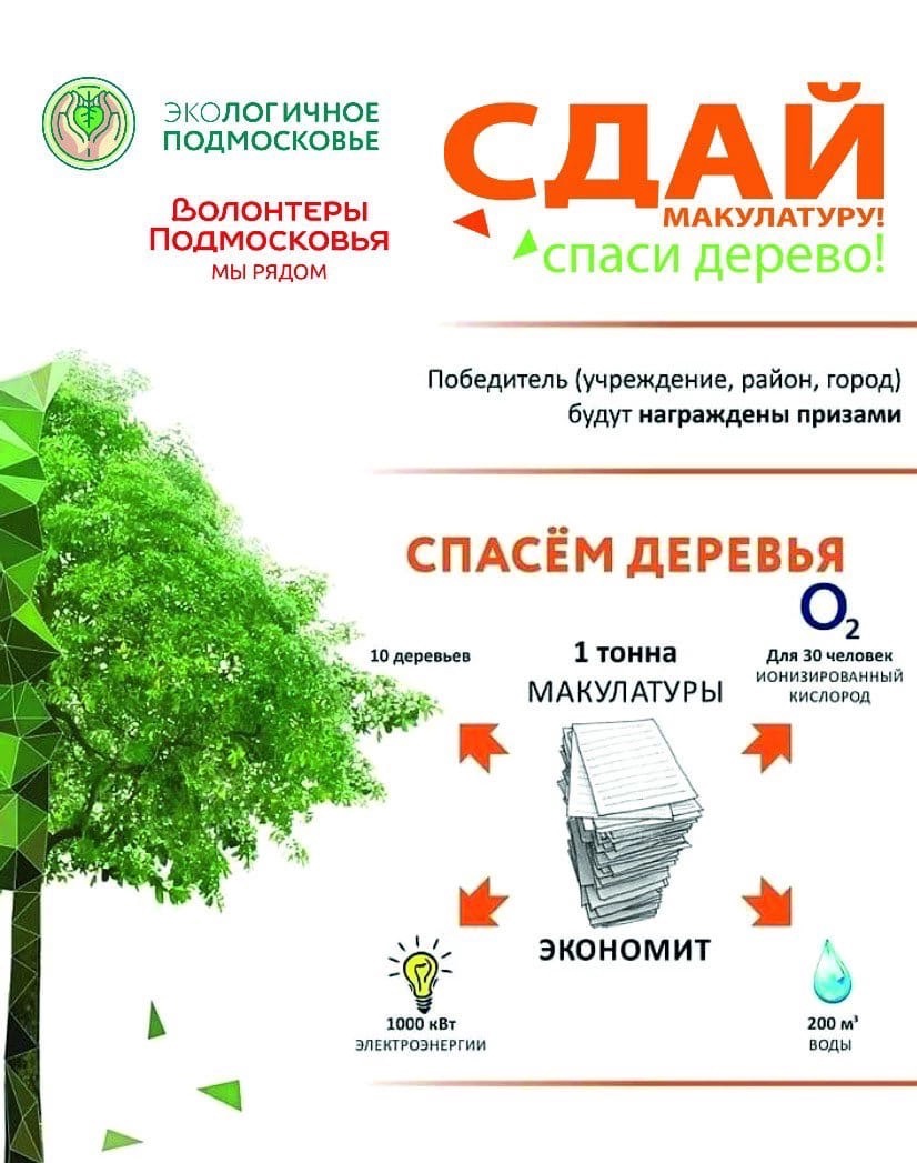 В Наро-Фоминске проходит «Эко – марафон по переработке «Сдай макулатуру – спаси дерево!»