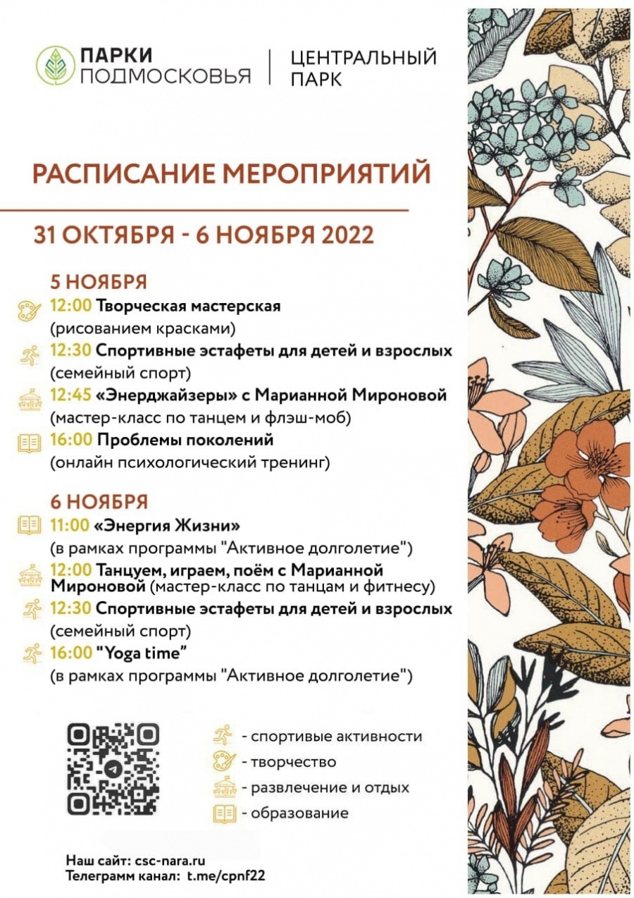 Мероприятия в Наро-Фоминске на ноябрьские праздники: Центральный парк